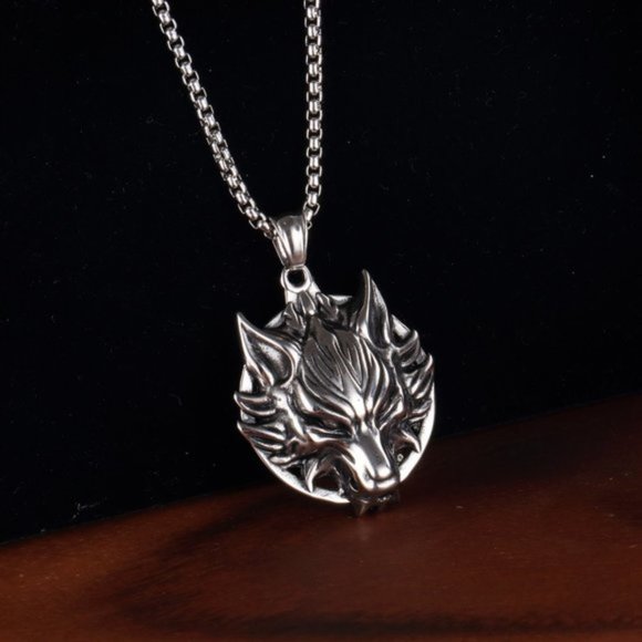 Retro wolf head steel pendant necklace for women/men - Picture 2 of 7